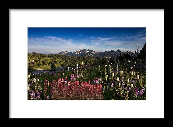 Mt. Rainier Framed Print featuring the photograph Tatoosh Mountain Range by Larry Marshall
