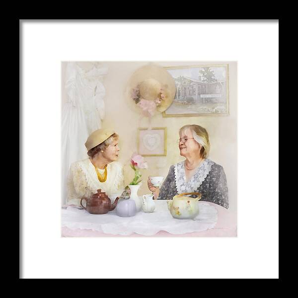 Tea Framed Print featuring the digital art Tea and Talk by Frances Miller