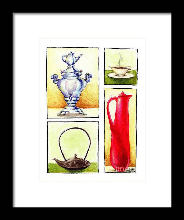 Samovar Framed Print featuring the painting Tea Service by Michelle Bien