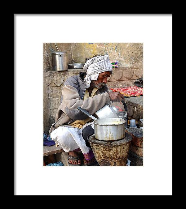 Tea Framed Print featuring the photograph Tea Stall On the Ghats - Varanasi India by Kim Bemis