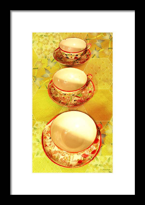 Tea Cups Framed Print featuring the photograph Tea Time 4 by Shawna Rowe
