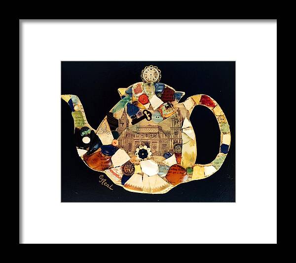 Tea Time Framed Print featuring the mixed media Tea Time by Carol Neal