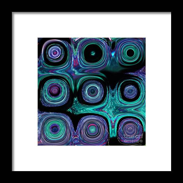 Digital Framed Print featuring the digital art Teal and Purple Abstract B by Patty Vicknair