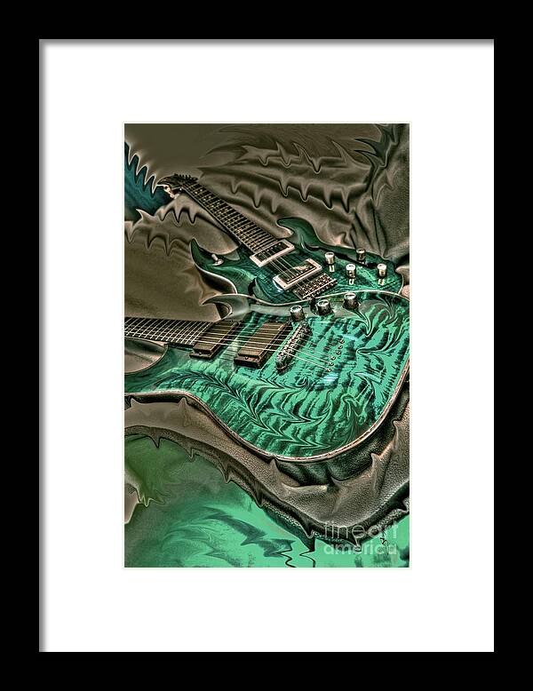 Acoustic Framed Print featuring the photograph Teal Steel Digital Guitar Art by Steven Langston by Steven Lebron Langston