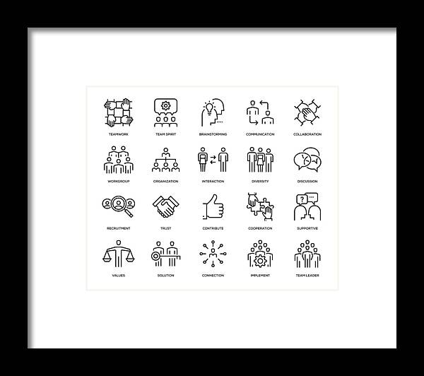 Diversity Framed Print featuring the drawing Teamwork Icon Set by Enis Aksoy