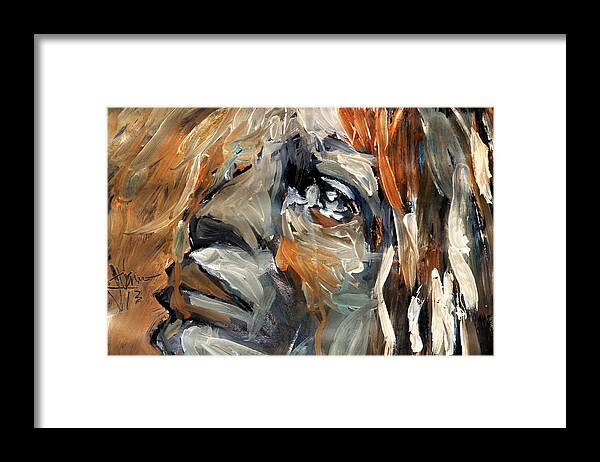 Face Framed Print featuring the painting Teardrops by Jim Vance