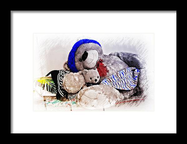 Teddy Bear Photography Framed Print featuring the photograph Ted's little mate 01 by Kevin Chippindall