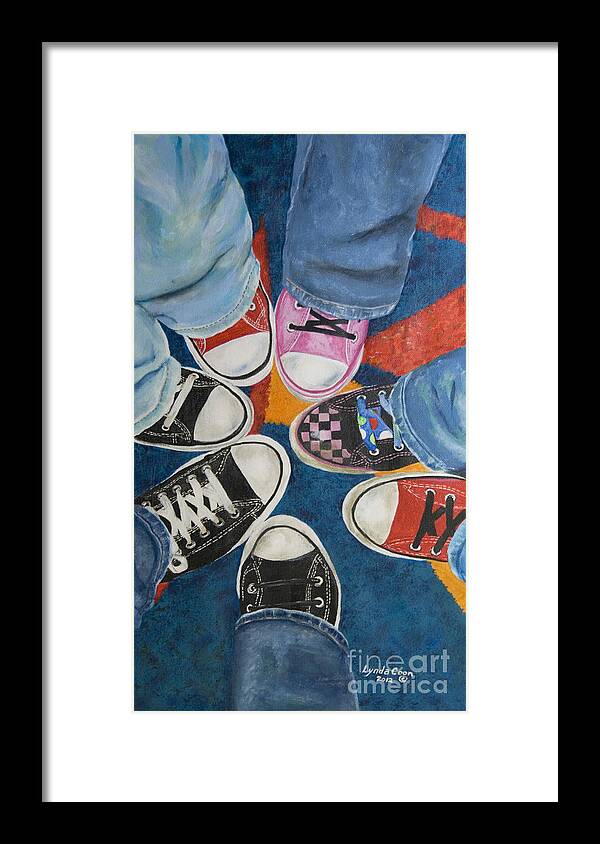 Acrylic Painting Framed Print featuring the painting Teens in Converse Tennies by Lynda Coon