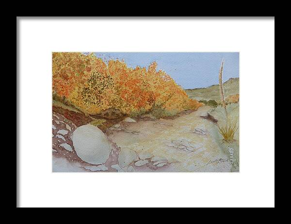 Fall In West Texas Framed Print featuring the painting Tejas Creek Experiment - 7 by Joel Deutsch