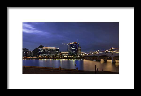 Tempe Framed Print featuring the photograph Tempe Town Lake Blue Pano by Dave Dilli