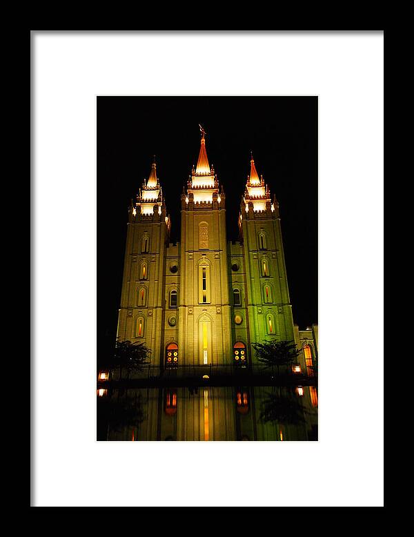 Buildings Framed Print featuring the photograph Temple In Salt Lake City by Jeff Swan