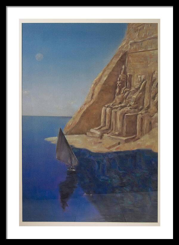 Landscape - Fantasy- Abu Simbel - Egypt - Ruins- Classic - Pastel Framed Print featuring the pastel Temple by Paez Antonio