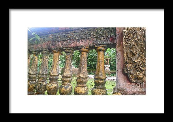  Framed Print featuring the photograph Temple Stone Barricade by Nora Boghossian