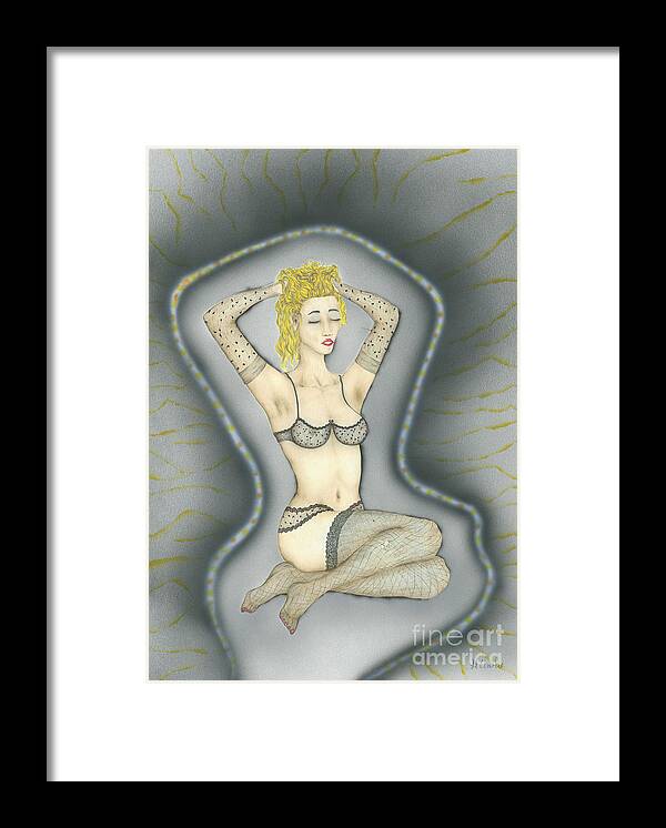 Figurative Framed Print featuring the mixed media Temptation by Kenneth Clarke