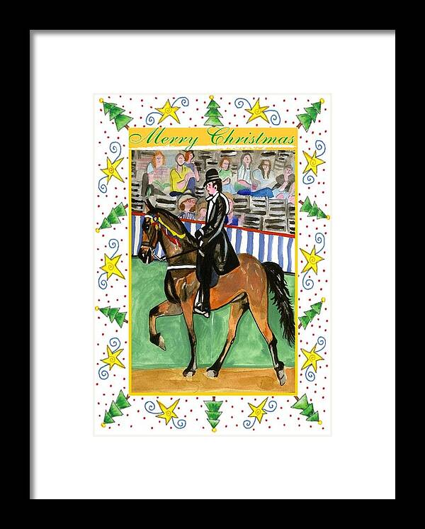 Tennessee Walking Horse Blank Christmas Card Framed Print featuring the drawing Tennessee Walking Horse Blank Christmas Card by Olde Time Mercantile