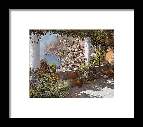 Positano Framed Print featuring the painting terrazza a Positano by Guido Borelli
