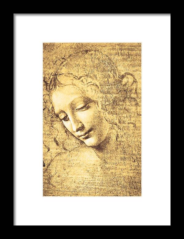 Leonardo Da Vinci Framed Print featuring the painting Testa di fanciulla detta la scapigliata by Leonardo Da Vinci