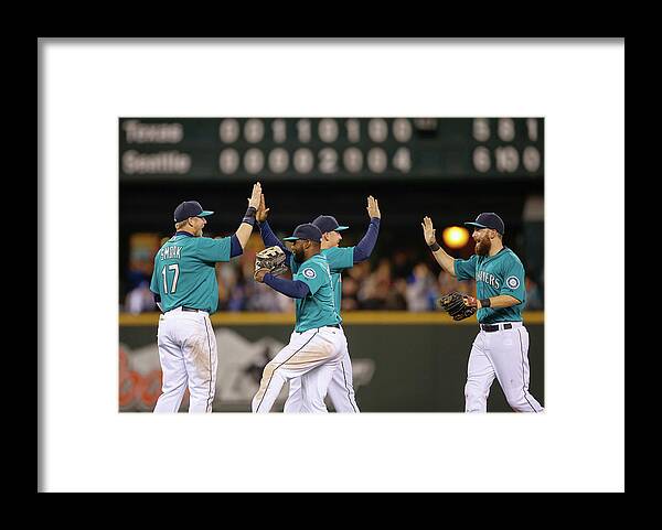 People Framed Print featuring the photograph Texas Rangers V Seattle Mariners by Otto Greule Jr