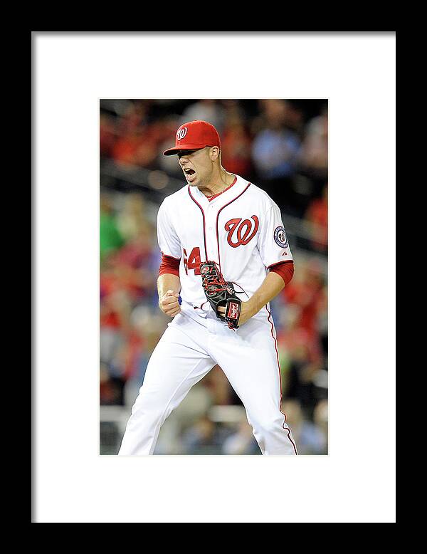 American League Baseball Framed Print featuring the photograph Texas Rangers V Washington Nationals by Greg Fiume