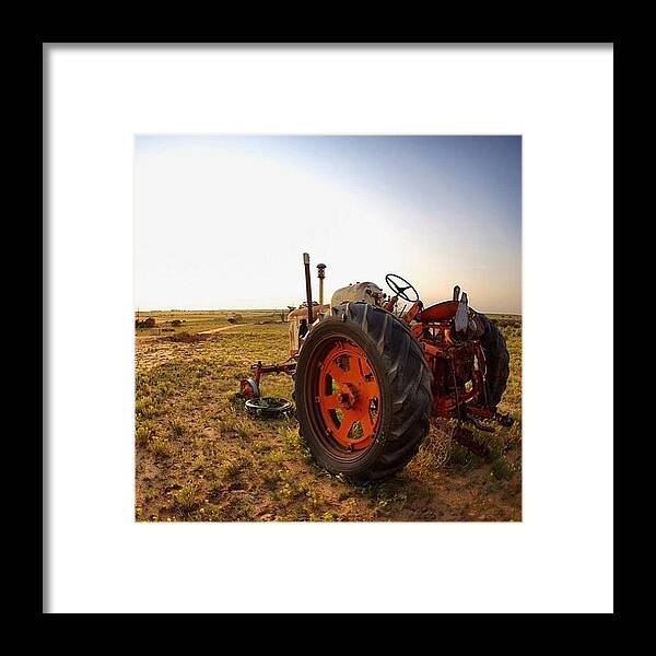 Codyhaskellphotography Framed Print featuring the photograph #texas #tractor #sunset by Cody Haskell