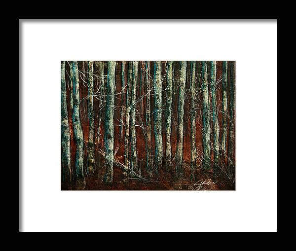 Red Willow Framed Print featuring the painting Textured Birch Forest by Jani Freimann