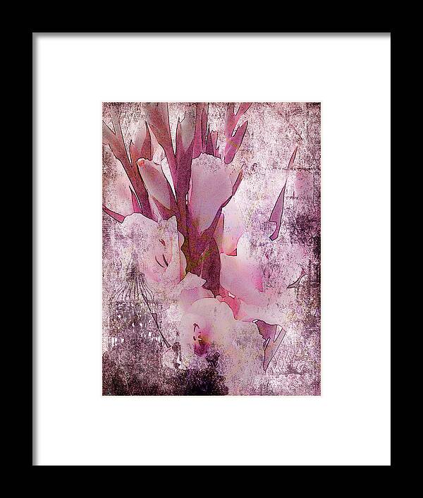 Pink Gladiolas Framed Print featuring the photograph Textured Pink Gladiolas by Sandra Foster