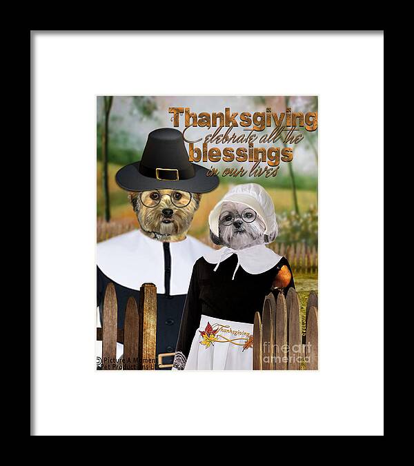  Canine Thanksgiving Framed Print featuring the digital art Thanksgiving From The Dogs-2 by Kathy Tarochione