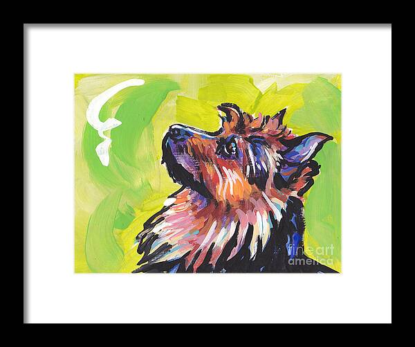 Australian Terrier Framed Print featuring the painting The Adorable Aussie Terror by Lea S