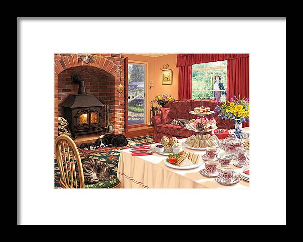 Cake Framed Print featuring the digital art The Afternoon Visitor by MGL Meiklejohn Graphics Licensing