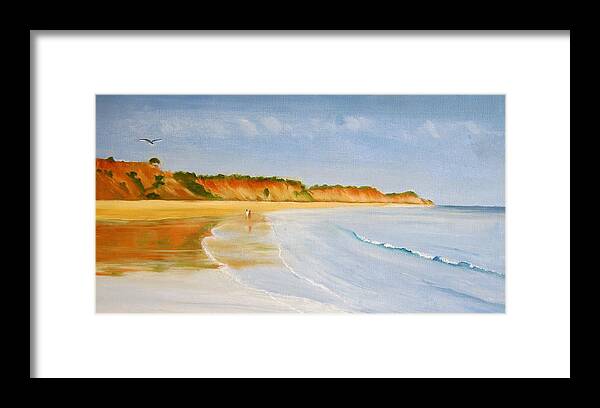 Seascape Framed Print featuring the painting The Algarve by Heather Matthews