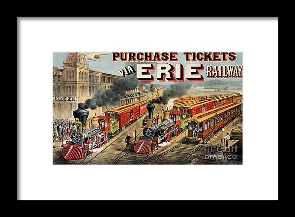 Train Framed Print featuring the painting The American Railway Scene by Currier and Ives