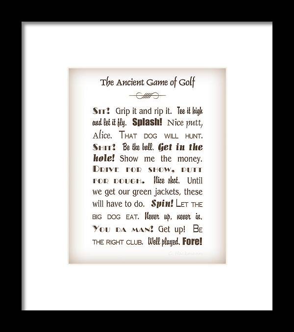 Golf Framed Print featuring the photograph The Ancient Game of Golf - Sepia by Cricket Hackmann