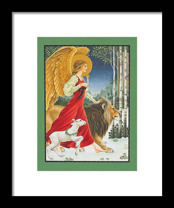 Angel Framed Print featuring the painting The Angel The Lion and The Lamb by Lynn Bywaters