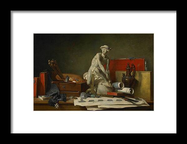 Still Framed Print featuring the painting The Attributes of the Arts and the Rewards Which Are Accorded Them by Jean Baptiste Simeon Chardin