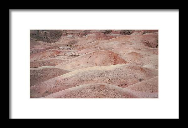 The Badlands Framed Print featuring the photograph The Badlands Rolling Coral Dunes by Nadalyn Larsen