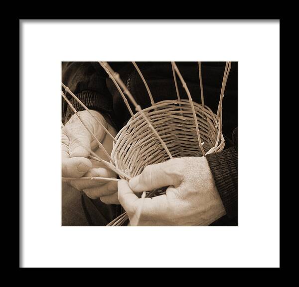 Sepia Framed Print featuring the photograph The Basket Weaver by Marcia Socolik