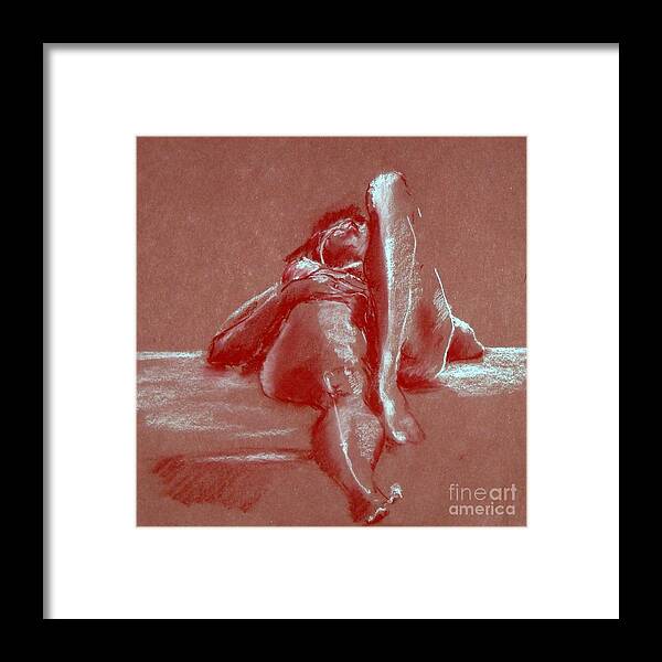 Figure Framed Print featuring the painting The Beach by Jim Fronapfel