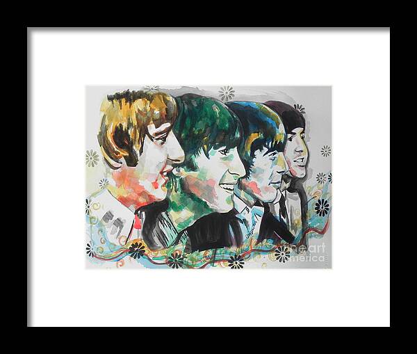 Watercolor Painting Framed Print featuring the painting The Beatles 01 by Chrisann Ellis