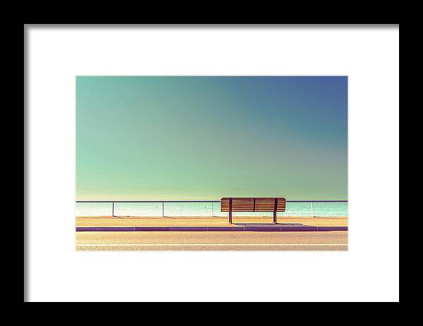 Minimalism Framed Print featuring the photograph The Bench by Arnaud Bratkovic