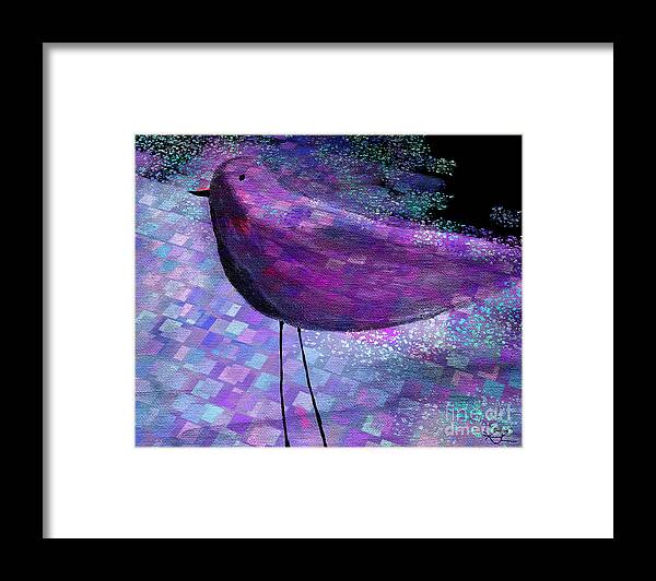 Purple Framed Print featuring the painting The Bird - s40b by Variance Collections