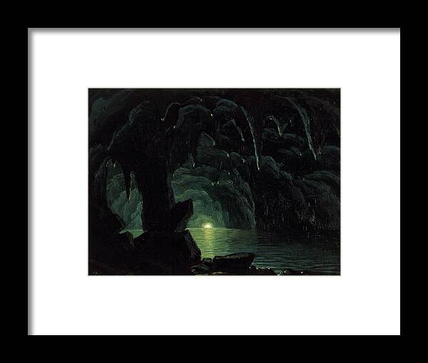 The Blue Grotto Framed Print featuring the painting The Blue Grotto by Albert Bierstadt