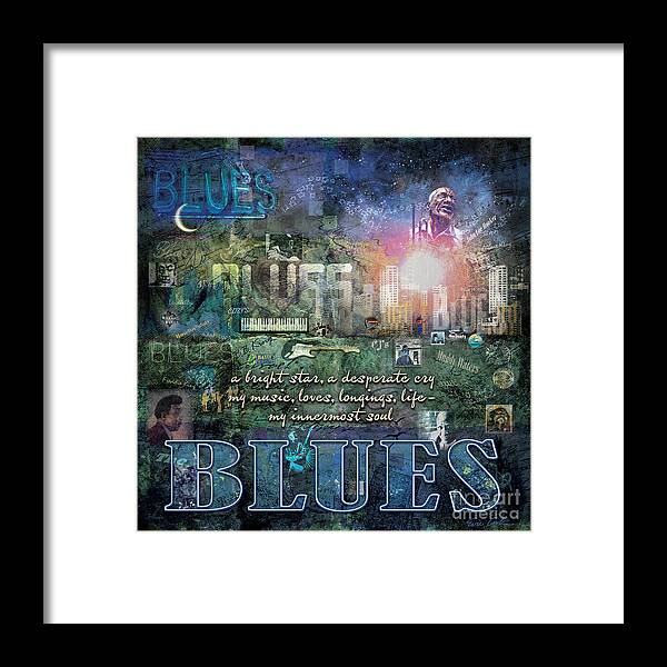 Blues Framed Print featuring the digital art The Blues by Evie Cook