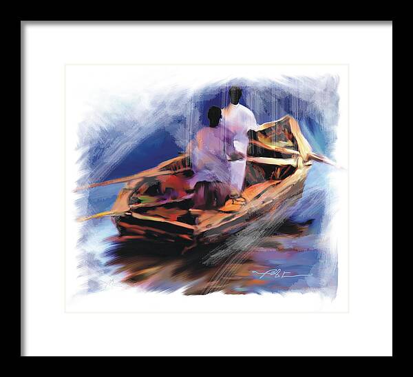 Haiti Framed Print featuring the painting The Boatmen by Bob Salo
