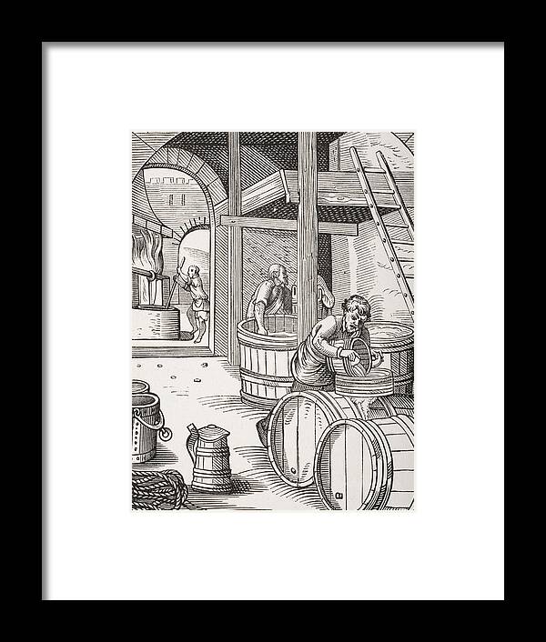 Brewing Framed Print featuring the drawing The Brewer by French School