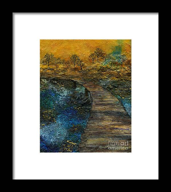 Abstract Framed Print featuring the painting The Bridge by Angela L Walker
