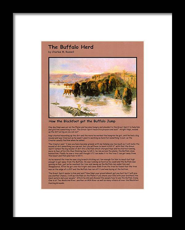 Charles Russell Framed Print featuring the digital art The Buffalo Heard by Charles Russell