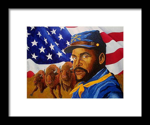 American Historical African American Soldier Framed Print featuring the painting The Buffalo Soldier by William Roby