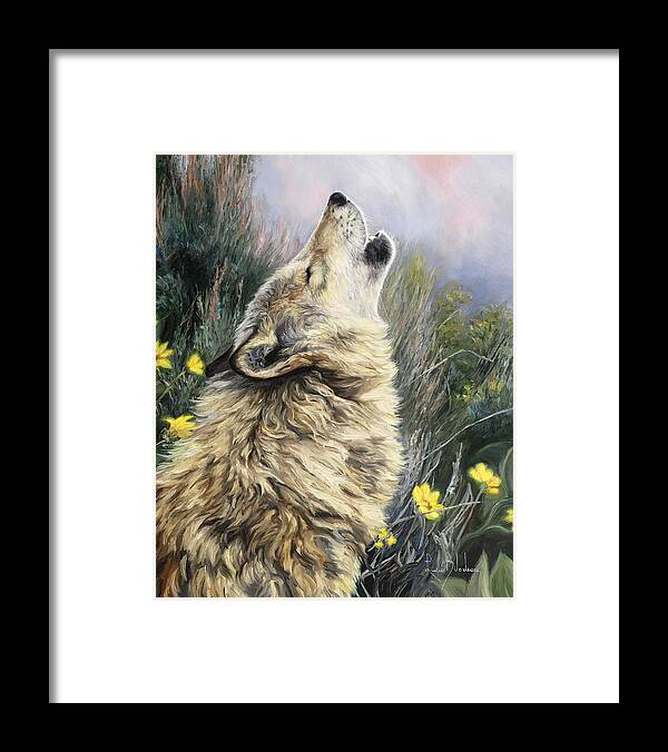 Wolf Framed Print featuring the painting The Call by Lucie Bilodeau