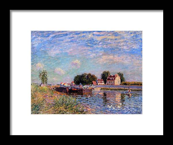Alfred Sisley Framed Print featuring the painting The Canal at Saint-Mammes by Alfred Sisley