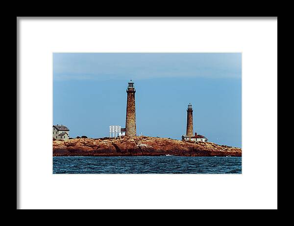  Framed Print featuring the photograph The cape Ann lighthouse on Thacher Island by Jeff Folger